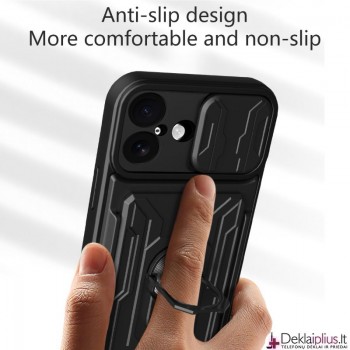 6in1 smūgiams atsparus dėklas su kortelių dėklu - juodas (Apple Iphone 17) 6in1 smūgiams atsparus dėklas su kortelių dėklu - juodas (Apple Iphone 17)
